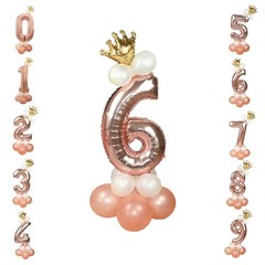 Rose Gold Number Foil Balloons Helium Balloon 1 2 3 4 5 6 7 8 9 Years Old Kid…