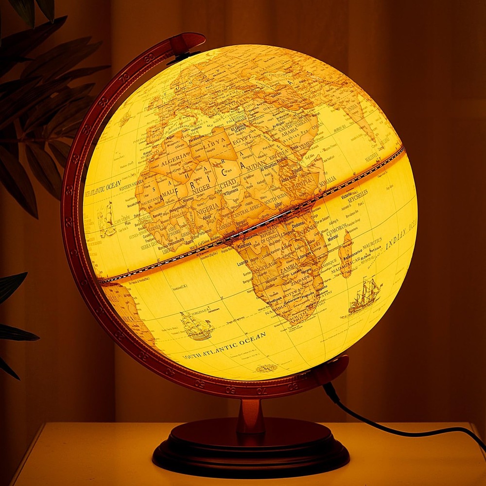 13» Illuminated World Globe for Adults 720°/360° Rotation Rewritable Light U…