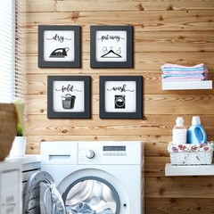 4 Set Room Decor for Wall Farmhouse Laundry Room Sign 6 x 6 Wood Wash Dry Fol…