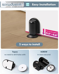 Magnetic Door Stop Floor Mounted Door Holder Stopper Black Metal Adhesive or Scr