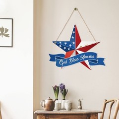 4th of July Wooden Decoration 250th Anniversary Patriotic Hanging Door Sign Ame