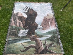 Linda Picken Freedom American Bald Eagle Vintage Tapestry Afghan Throw Blanket