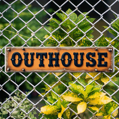 Vintage OUTHOUSE Metal Sign Rustic Farmhouse Wall Decor for Country Cabin Garage