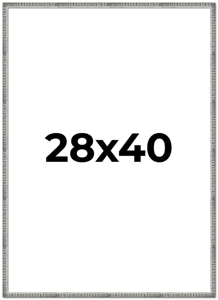 28×40 Frame Silver Grey Distressed Solid Wood Picture Frame | 0.75 Inch Moulding