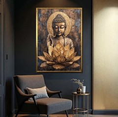 Canvas Wall art Print Buddha On Lotus Buddhist Art Religious Wall decor Art