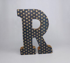Farmhouse Decor Rustic Wooden Letter R Wood Shelf Sitter 8 x 6 x 1.25 inches