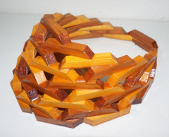 VTG Wooden Geometric Block Wall Hanging Basket 9x8x4