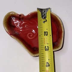 Ceramic Elephant Trinket Tray Dish Ashtray Red Glaze Ombré Edges 4.25”x3”x1”