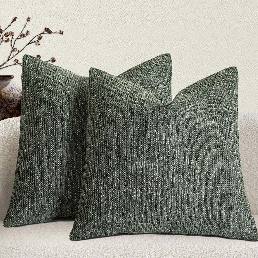 Chenille Couch Decorative Throw Pillow Covers 20 x 20 in Set of 2 – Fabric Te…