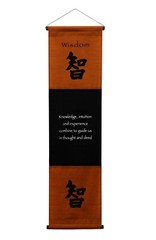 Inspirational Quote Wall Scroll Tapestry «Wisdom» Motivational Yoga Banner Decor