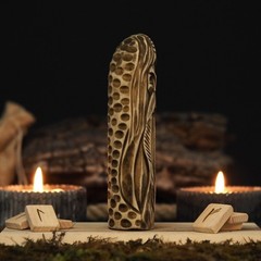 Wooden Odin Figurine Hand Carved Norse Viking God Altar Decor Birthday Gift 15cm