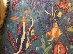 Vintage Underwater Ocean 48×60” Colorful Fish Seahorse Octopus Tapestry Blanket