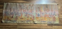 Vtg French Pictorial Tapestry Beautiful Romantic Tapestry 55in X 19in
