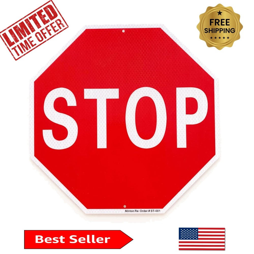 Weatherproof Reflective Stop Sign 12″ – Easy Installation for Any Setting