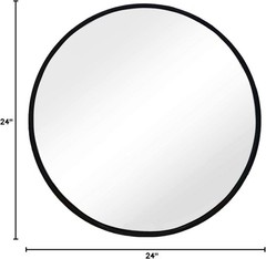 Black Round Mirror, Round Mirror 24 inch, Black Circle Mirrors Matte Metal Fr…