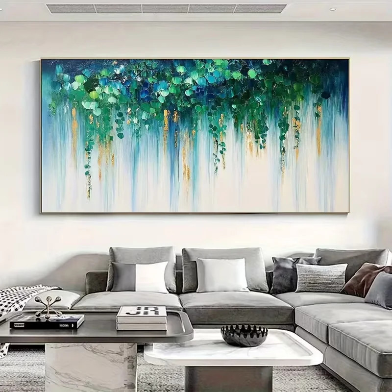 Blue And Green Abstract Canvas Painting Canvas Poster Wall Art Mural Home Decor