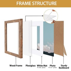 Califortree 5×7 Picture Frame – Can Display Photo 4×6 with Mat, Wood Frame w…