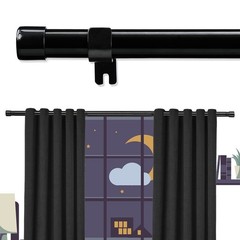Long Black Curtain Rod for Living Room Windows 28 to 144 inch, 1″ Heavy Duty …