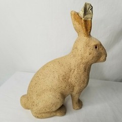 Vtg Paper Mache Pulp Rabbit Bunny Easter Drake Process Tan Glass Eyes 1950s