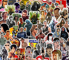 25/50 80’s Action Movie Sticker Pack-Waterproof Vinyl-Terminator Predator Rambo