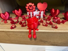 3D Printed Sitting Rose Articulated Legs Red Eternal Flower Desk Toy Decor Gift