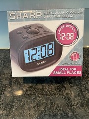 Sharp Digital Alarm Clock Compact- Battery Operated Back Light On demand Kids