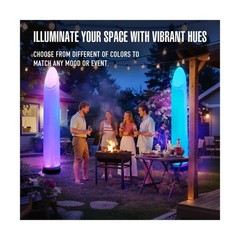 9.8Ft Inflatable Column with Built-in Blower and Color-Changing LED Lights ̵