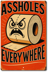 Funny Bathroom Sign Aholes Everywhere Rude Humor Toilet Paper Wall Decor