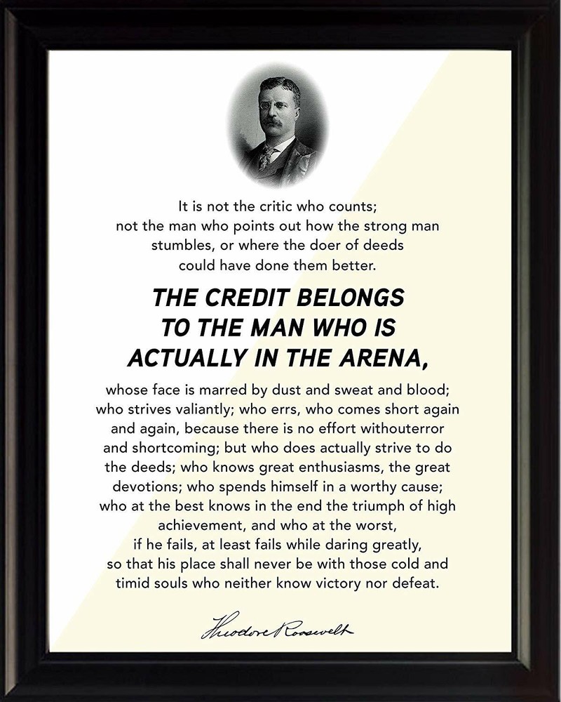 «The Man in the Arena» Motivational Poster Print Picture or Framed Wall Art