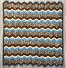 Afghan Sofa Throw 48″x 45″ Blues & Browns Crochet HANDMADE NEW & NEVER USED