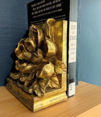 Vintage Gold Magnolia BookendGilt Floral Hollywood Regency Decor