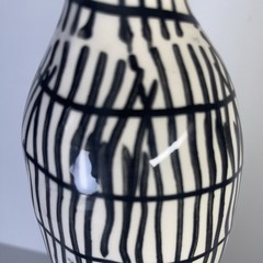 Asymmetrical Geometric Vase Set of light Beige & dark brown