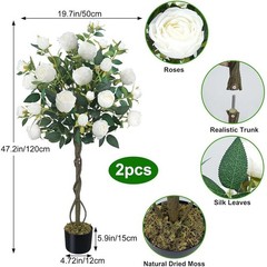 Lifelike Faux Rose Tree Indoor Outdoor Decoration Easy Care Durable Plant New