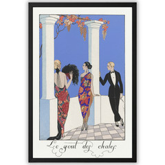 George Barbier Le Gout des Chales Art Deco Fashion Framed 11×17 Print Poster