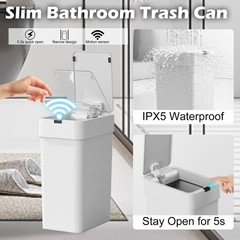ELPHECO Bathroom Trash Can with Lid, 2 Pack Automatic Garbage Can, 2.5 Gallon…