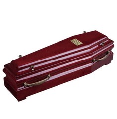 Beautiful Wood Casket with Gold Cross and Handles Funeral Ashes Urn for Adult
