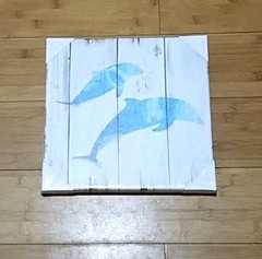 Jumping Dolphins Teal Blue Wall Decor Painting Suitable For Any Room 11&3/4″Sq
