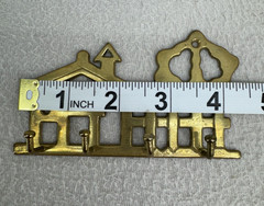 VTG Solid Brass Key Holder Wall Rack House Picket Fence 4 Hook Entryway Decor