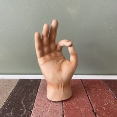 CERAMIC HAND «OK» SIGN SCULPTURE WALL HOOK HANGING OR FREE STANDING STATUE