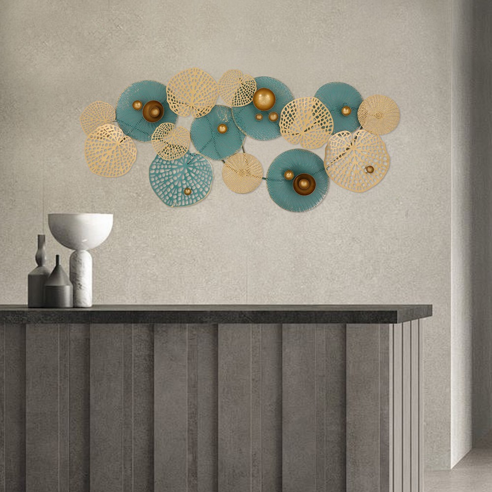 Modern Large Lotus Leaf Metal Wall Decor Gold Metal Wall Art for Living Room
