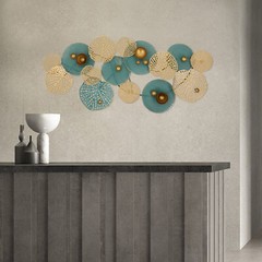 Modern Large Lotus Leaf Metal Wall Decor Gold Metal Wall Art for Living Room