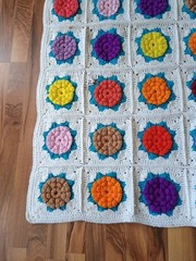 Afghan Blanket Throw Handmade Granny Square Vtg 50 x 67 Multicolored Crocheted