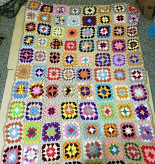 Granny Square Roseanne Afghan Throw Blanket 63″x44” Hand Made Multicolor Crochet