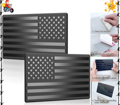 2 Pack Car American Flag Sticker, Black 3D US Decal for Vehicles, 5″X 3″ Small U