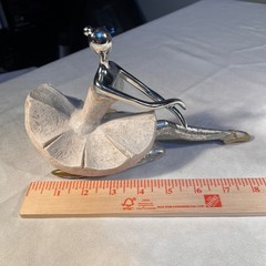 Ballerina Dancer Figurine Home Decor OS Silver White Resin Metal Modern Abstract