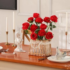 Red Fake Roses Artificial Flowers 10 Pcs Fake Artificial Roses Silk Flowers …