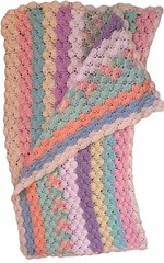 Crochet Blanket 41″ x 48″ Pastel Spring Baby Throw Medium Scallop Edges Afghan