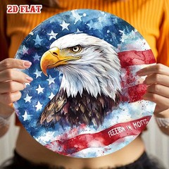 Patriotic Metal Sign Bald Eagle with American Flag Freedom Fourth of July Decor
