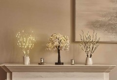 Lighted Cherry Blossom Tree Pink 18IN 40 LED with Timer Artificial Tabletop Bons