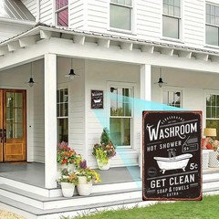Vintage Bathroom Metal Sign Washroom Shower 20x30cm Rustic Iron